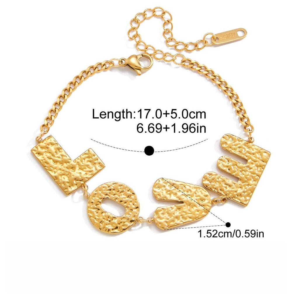 18K gold-plated, lightweight, and luxurious titanium steel bracelet with letter design.