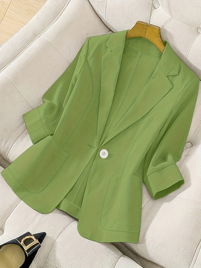 Women's Three-Quarter Sleeve Single-Button Casual Blazer