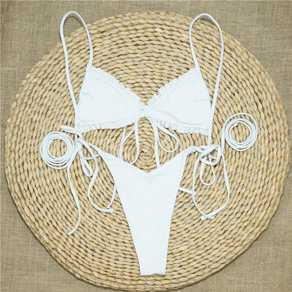 Ruffle Swimsuit Women Triangle Swimwear Women String Bikini High Cut Bathing Suit Sexy Micro Beach Wear Biquini Swim Suit