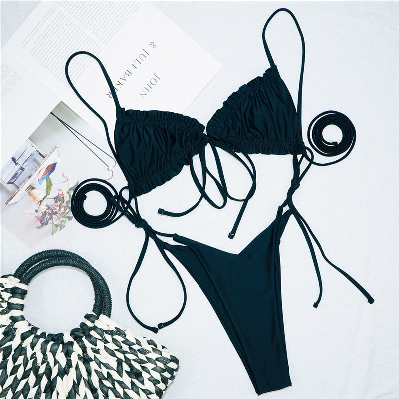 Ruffle Swimsuit Women Triangle Swimwear Women String Bikini High Cut Bathing Suit Sexy Micro Beach Wear Biquini Swim Suit