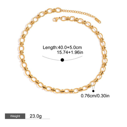 18K gold chain with gold and silver color matching design simple and elegant necklace