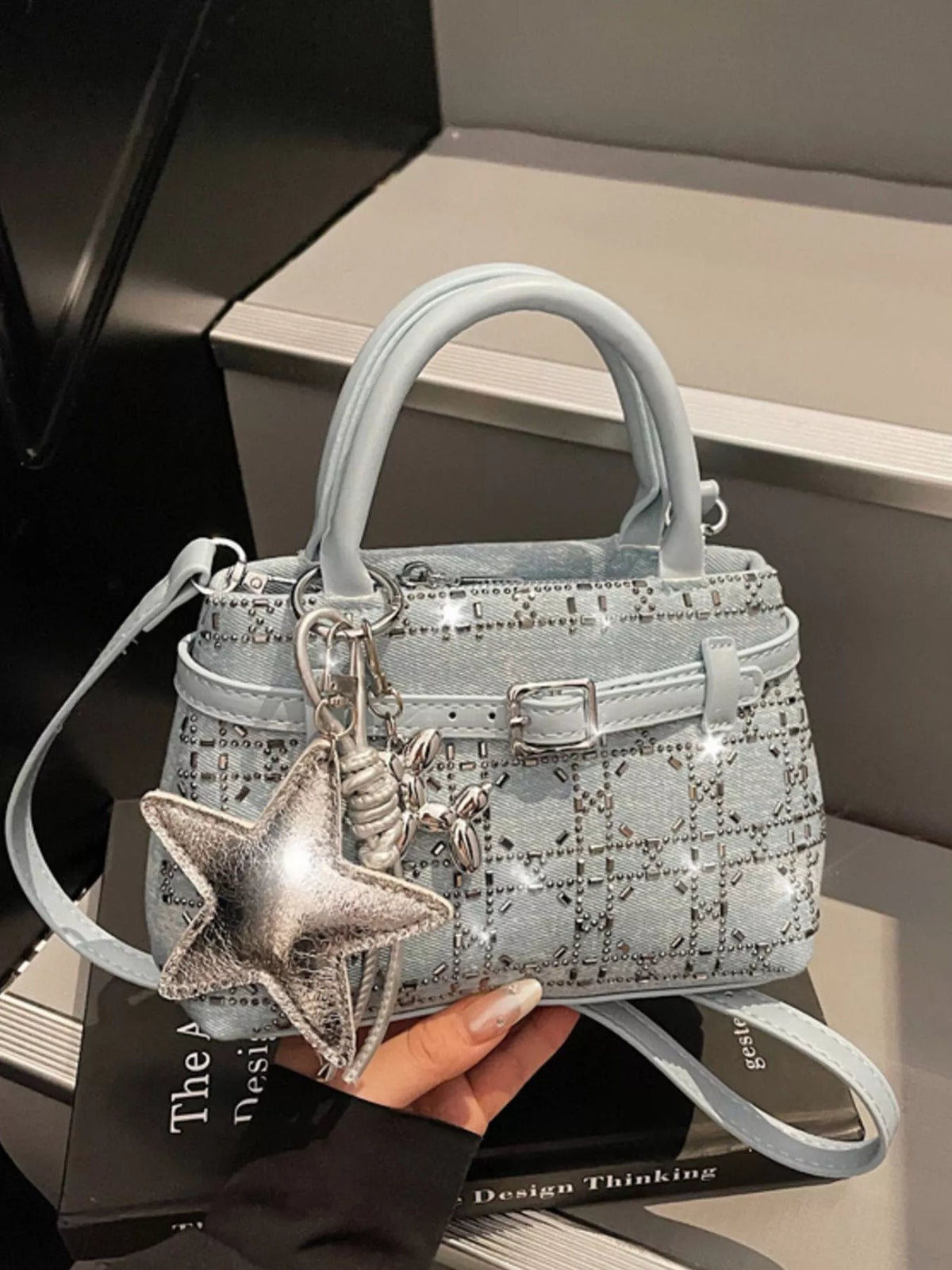 Texture Star Charm Crossbody Bag