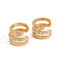18K gold geometric diamond earrings with exquisite design