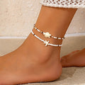 Ocean-style shell and starfish beaded tassel turtle anklet
