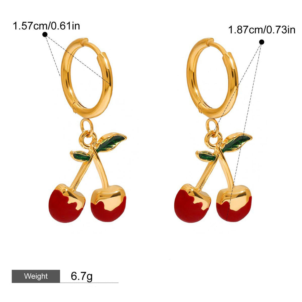 18K Gold Cherry Shaped Earrings with Exquisite and Unique Design