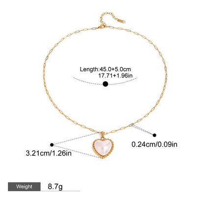18K gold heart with texture inlaid pearl design exquisite and noble necklace