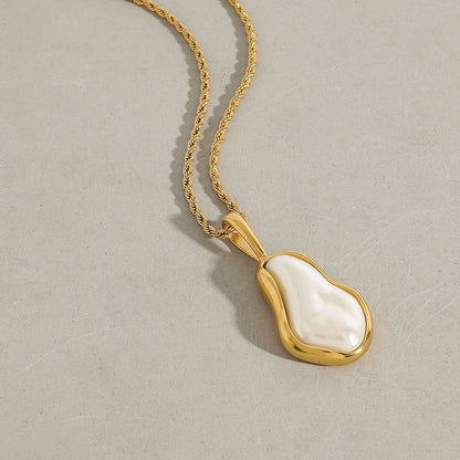 18K gold inlaid irregular pearls exquisite design noble necklace