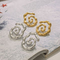 18K gold hollow thread with texture design simple and elegant earrings