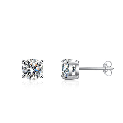 s925 sterling silver four-claw inlaid moissanite earrings