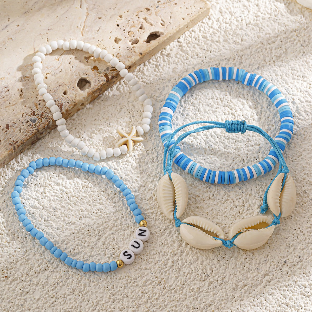 Beach Starfish Beaded Shell Rice Bead Bracelet