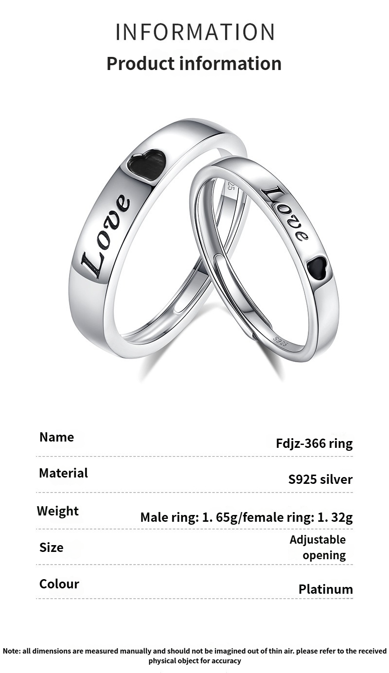 S925 sterling silver LOVE couple ring