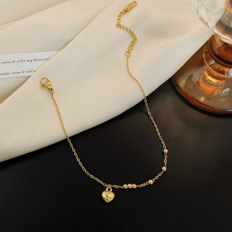 18K Gold Light Luxury Love Heart Titanium Steel Anklet