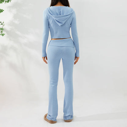 Long Sleeve Sweater And High Waist Long Pants Set