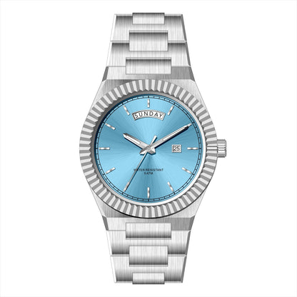Business Gentleman's Log-Type Quartz Waterproof Steel Strap