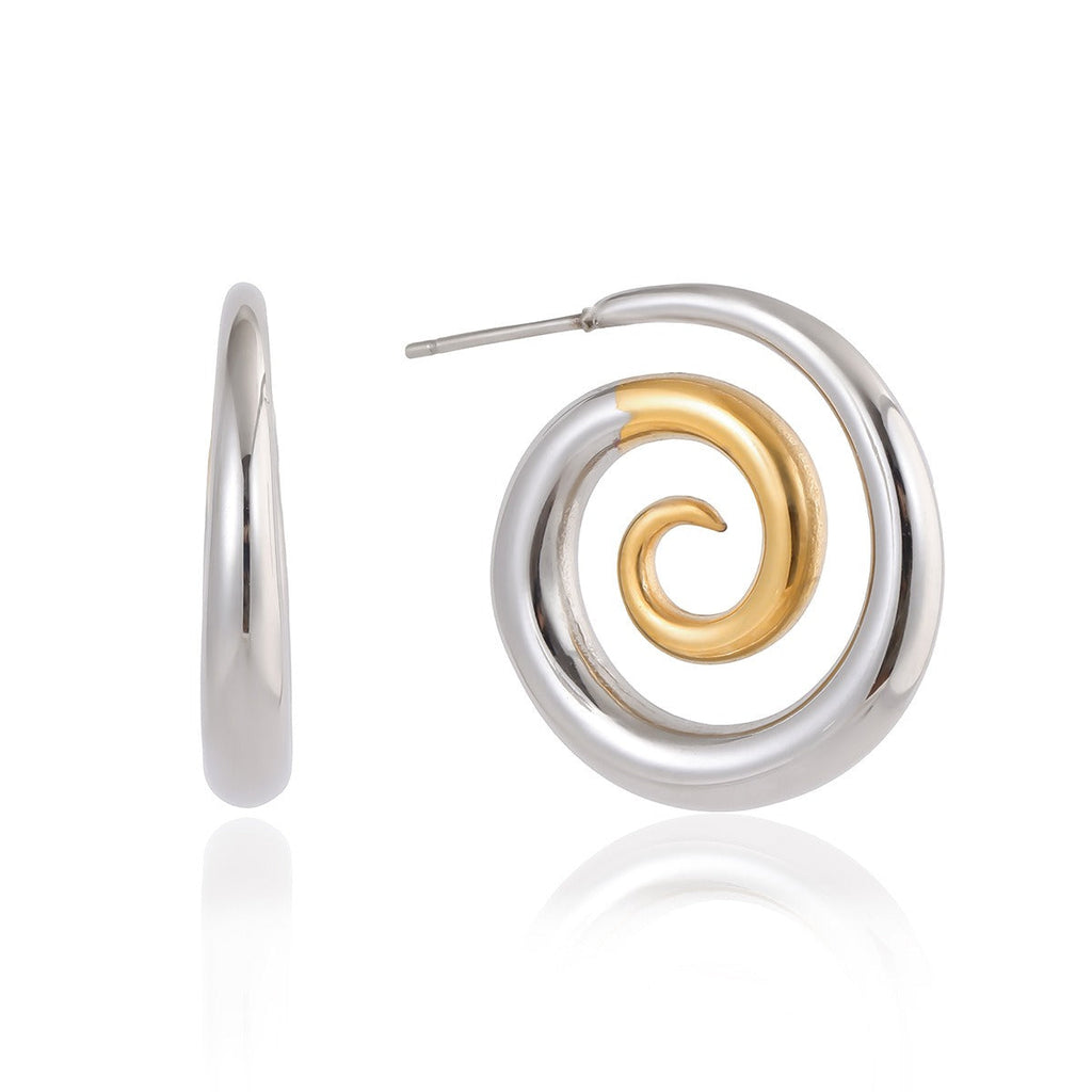 18K gold-plated threaded titanium steel earrings