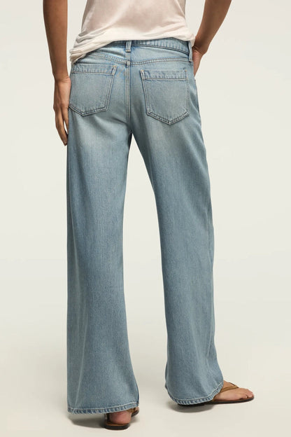 [7W15814-430] WOMENS LUCKY BRAND PLEATED LIQUID DENIM LUXE PALAZZO - RIVER