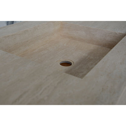 Travertine Double Sink - Handcrafted Custom Artisanal Stone Resort Luxury Bath