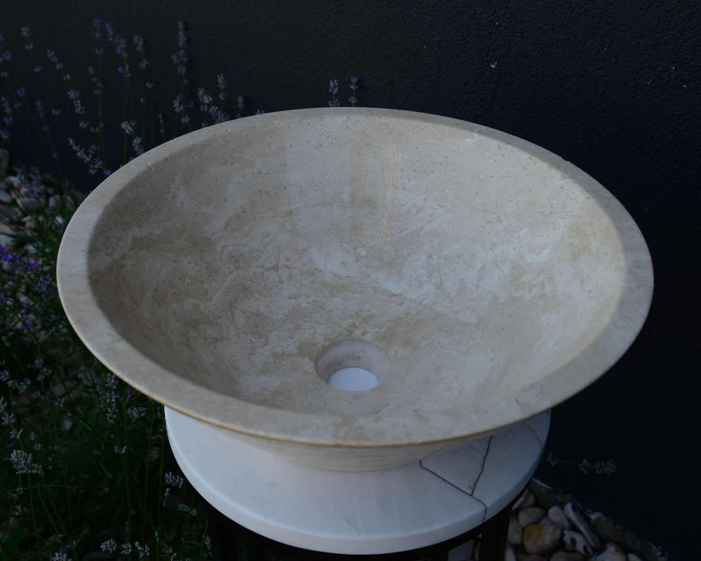 Handcrafted Light Beige Travertine Vessel Sink - Luxury Bathroom Vanity Countertop