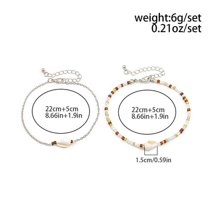 Ocean-style shell and starfish beaded tassel turtle anklet