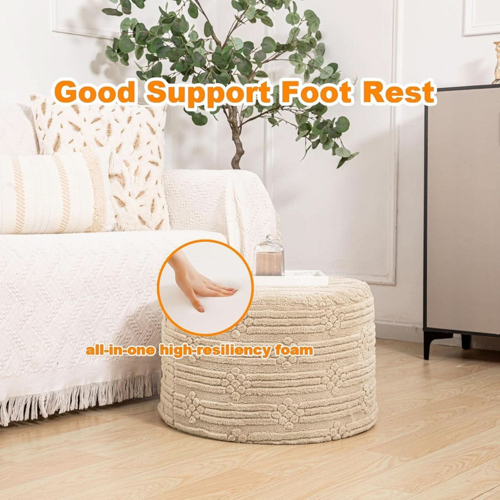Ultra Plush Floor Pouf Ottoman Foot Rest Light Coffee