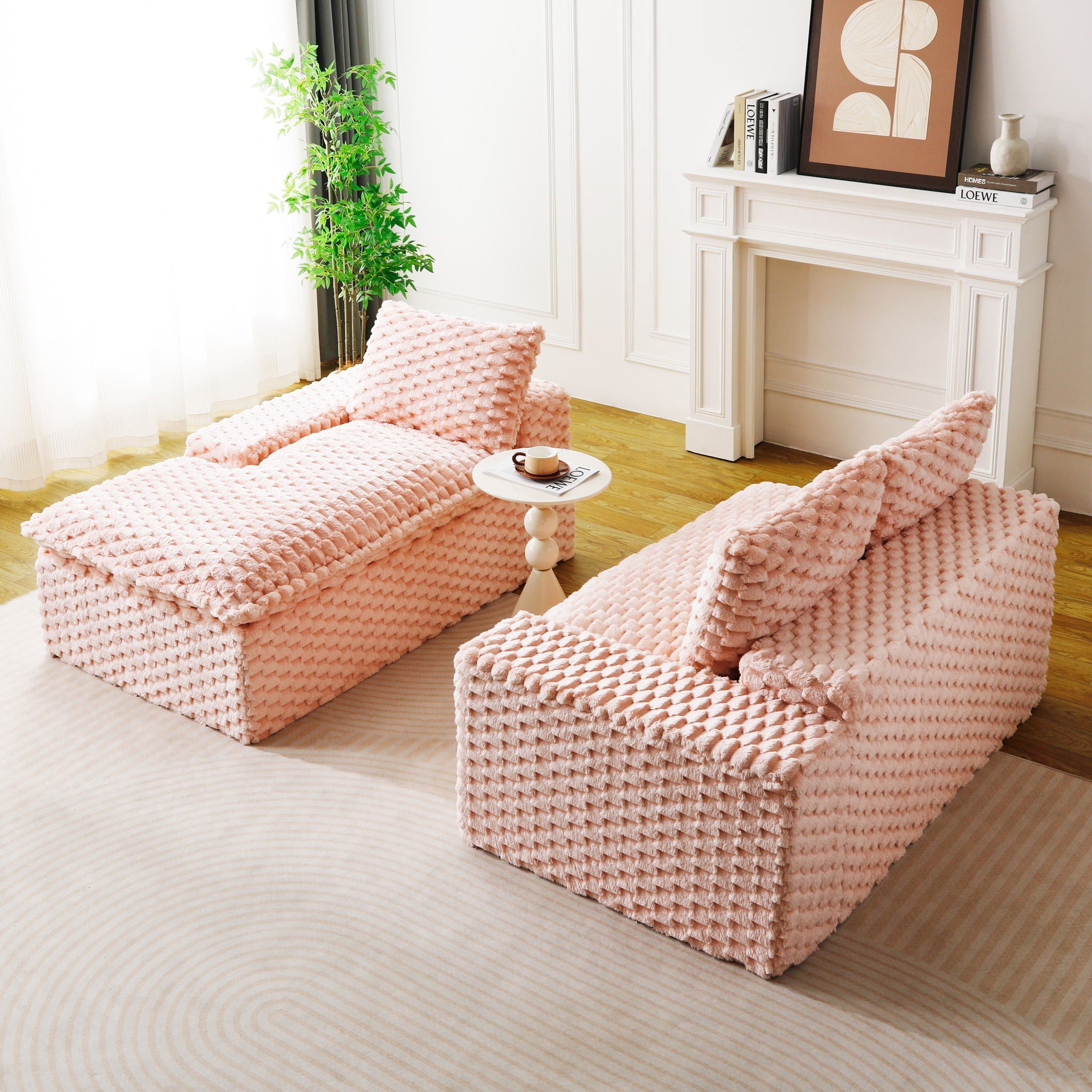 Modular Sofa, Convertible Twin Seat With Chaise Lounge