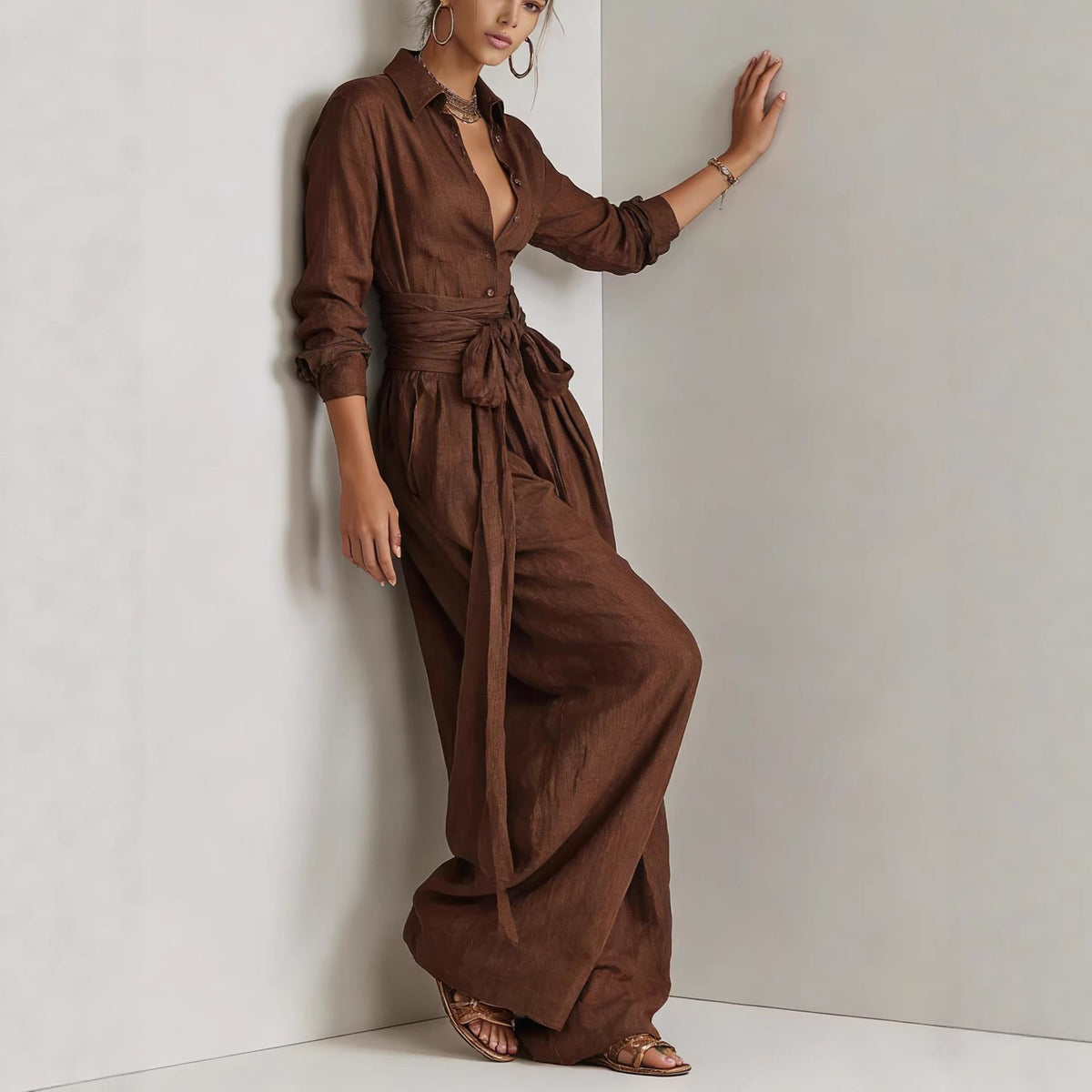 Solid Color Fashion Casual Pants Set for Women