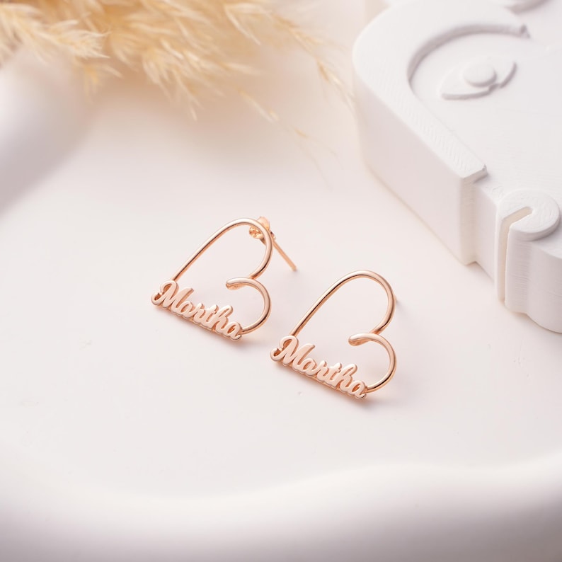 Heart Name Stud Earrings