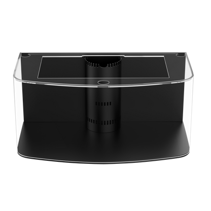 SLEEK 215 Gallon Seamless Glass Bowfront Reef-Ready Aquarium in Black Real Wood Furniture