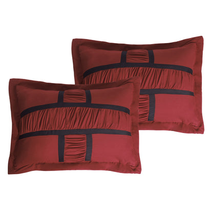 Closeout - 7 Piece Microfiber Ruffle and Patchwork Comforter Set