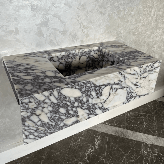 Calacatta Viola Marble Bathroom Vanity Sink Handcrafted Custom Contemporary Style