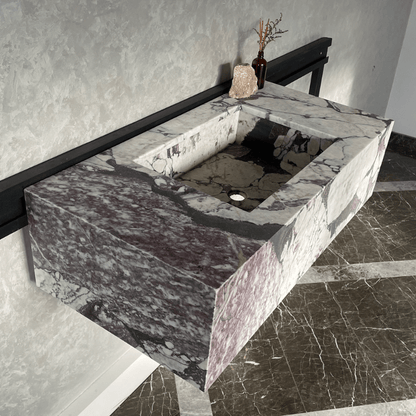 Calacatta Viola Marble Bathroom Vanity Sink - Hand Assembled