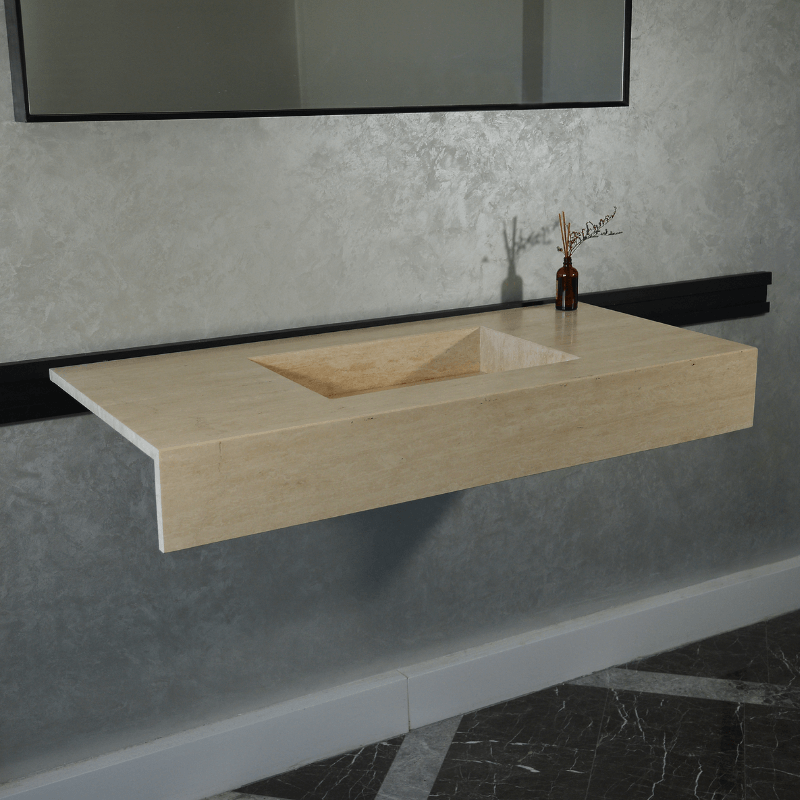 Handcrafted Travertine Bathroom Sink - Premium Durable Natural Stone