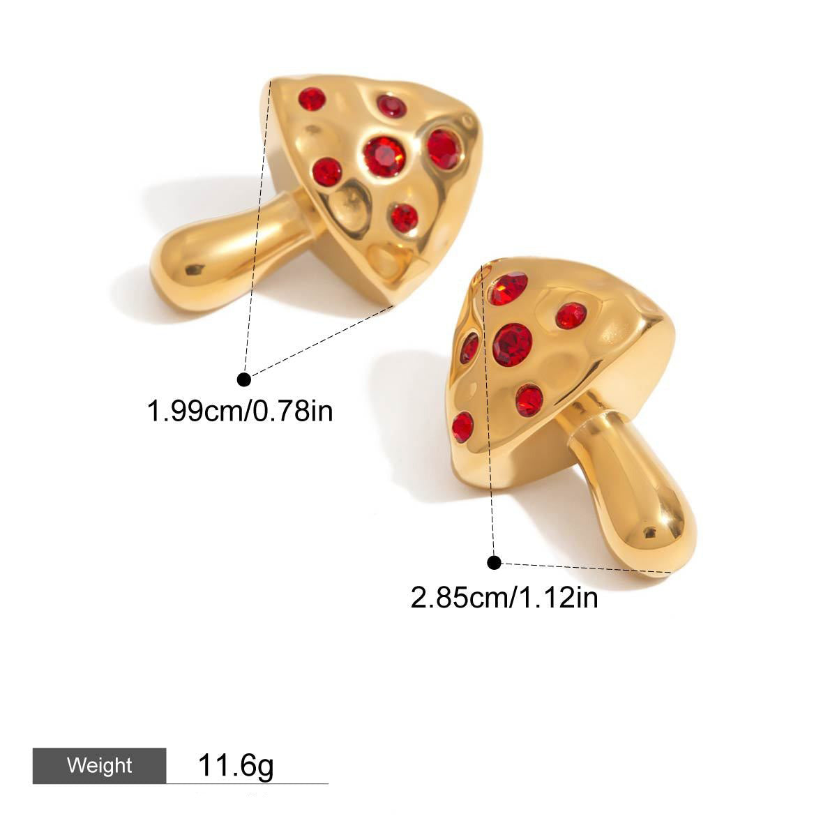 18K gold mushroom-shaped earrings inlaid with gemstones, exquisite and noble design