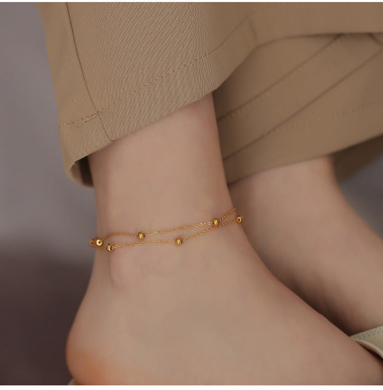 18K gold double-layer titanium steel anklet
