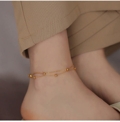 18K gold double-layer titanium steel anklet