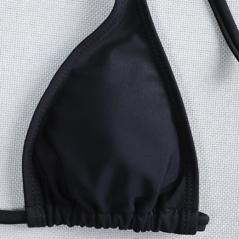 Black 3 pieces set High neck swimwear Women swimsuit cover-ups for women Skirts bikini Halter triangle bathing suit