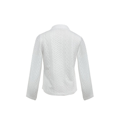 Women’s Textured Stand Collar Jacket – Solid Color