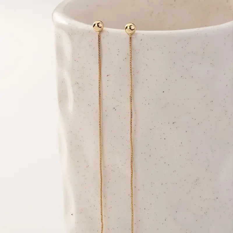 Long Tassel Earrings with Beaded Ear Threads