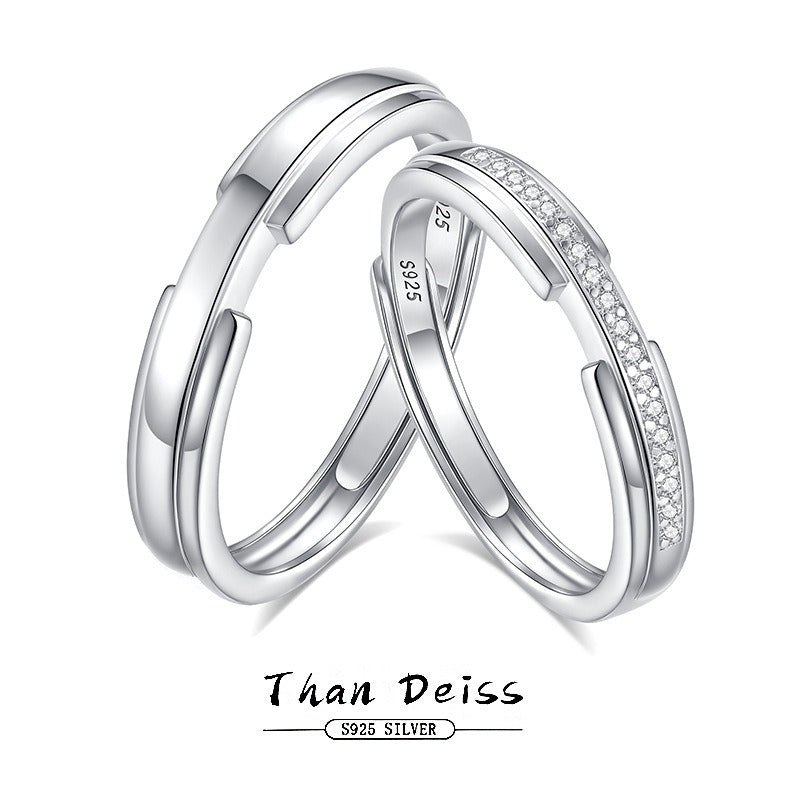 S925 silver diamond couple ring