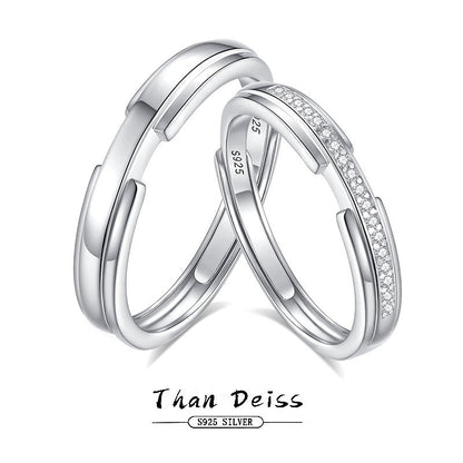 S925 silver diamond couple ring