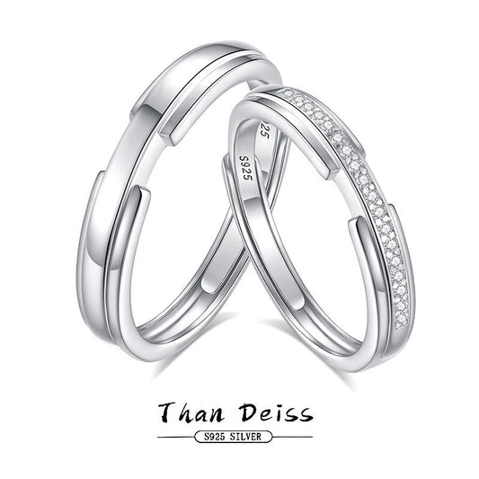 S925 silver diamond couple ring