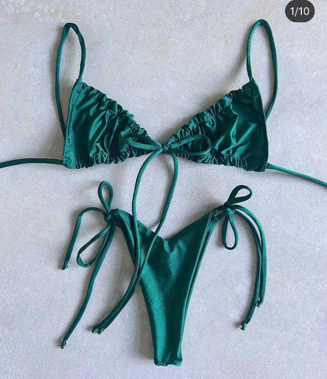 Pleated Bikini High Cut Swimwear Women Triangle two piece set Knot Swimsuit Women Brazilian Bathing Suit Micro Beach Wear