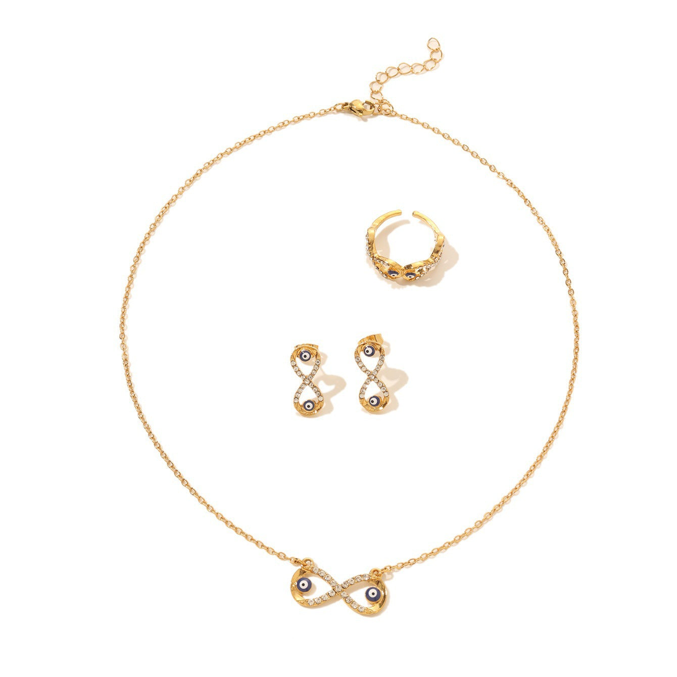 White Crystal Evil Eye Jewelry Set