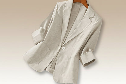 Women's Three-Quarter Sleeve Single-Button Casual Blazer