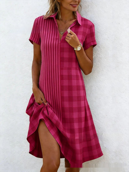 Women's Bohemian 3D Printed V-Neck Short-Sleeve Maxi Dress