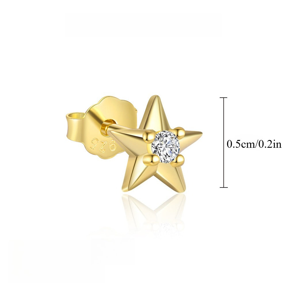 S925 silver starburst stud earrings with diamonds.