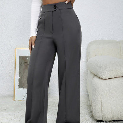 Ladies' Solid Color Loose Wide Leg Straight Leg Pants
