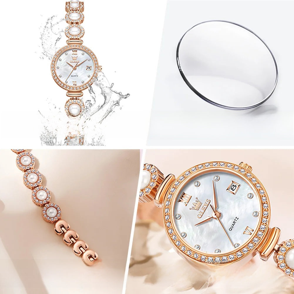 Women's Pearl-Effect Crystal Bracelet Watch