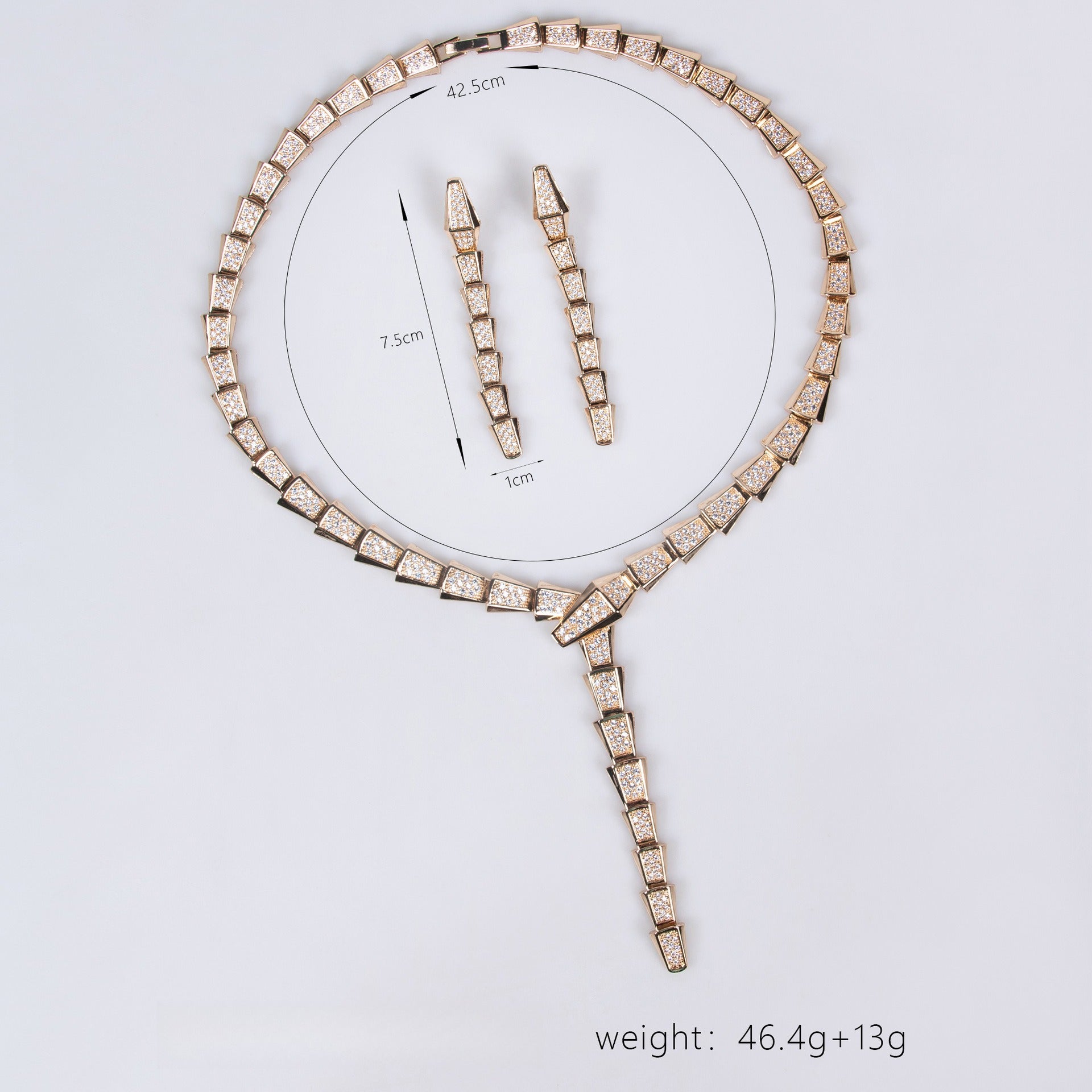 18K Gold Snake-Style Necklace and Earring Set
