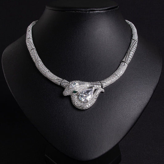 18K Gold "Petite Luxury" Snake-and-Bamboo-Knot Zircon Necklace